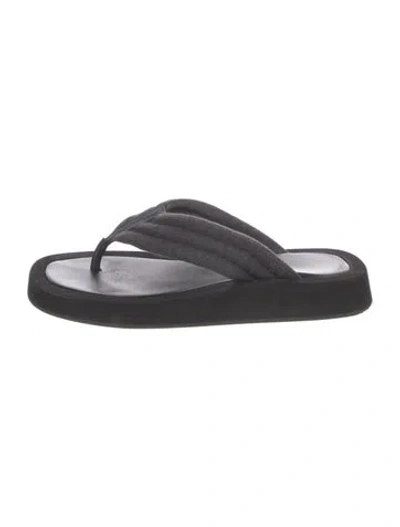Pre-owned The Row Ginza Leather Flip Flops In Black