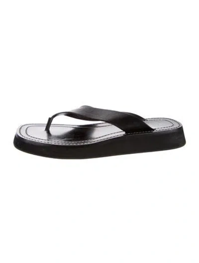 Pre-owned The Row Ginza Leather Flip Flops In Black