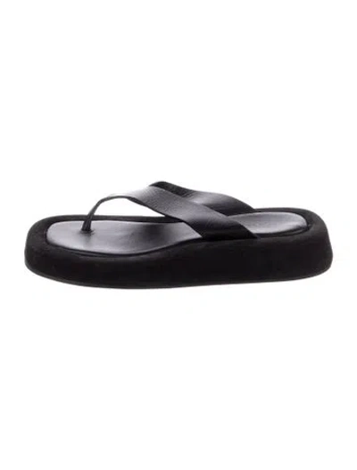 Pre-owned The Row Ginza Leather Flip Flops In Black