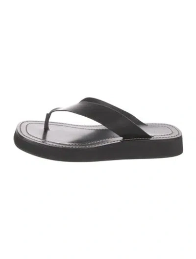 Pre-owned The Row Ginza Leather Flip Flops In Black