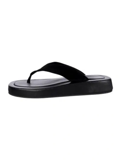 Pre-owned The Row Ginza Leather Flip Flops In Black