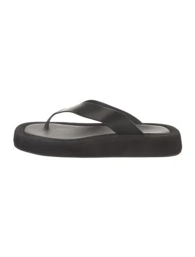 Pre-owned The Row Ginza Leather Flip Flops In Black