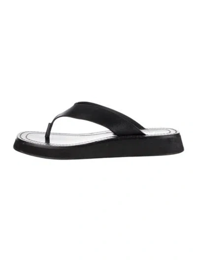 Pre-owned The Row Ginza Leather Flip Flops In Black