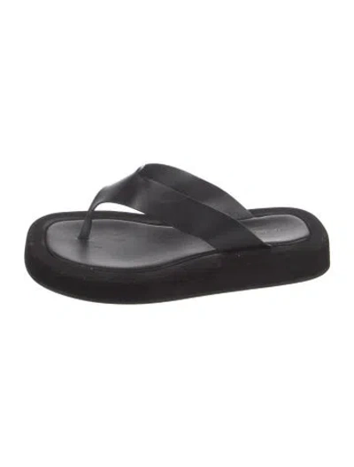Pre-owned The Row Ginza Leather Flip Flops In Black