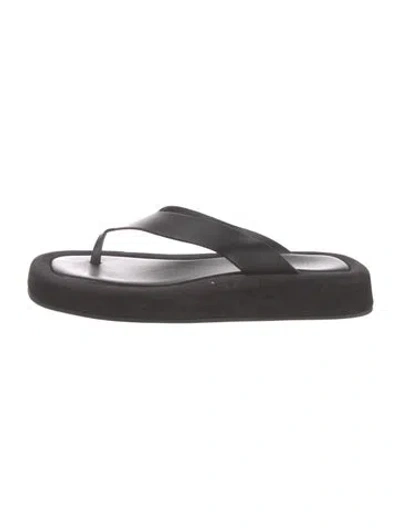Pre-owned The Row Ginza Leather Flip Flops In Black