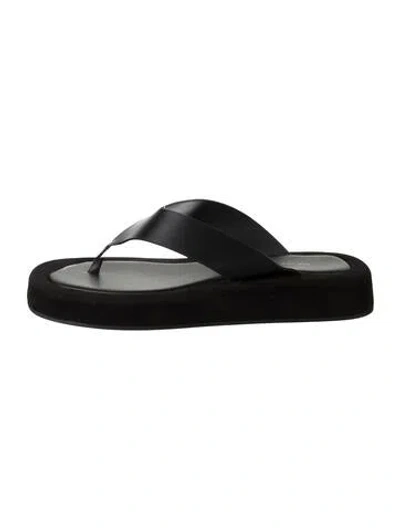 Pre-owned The Row Ginza Leather Flip Flops In Black