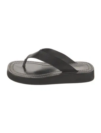Pre-owned The Row Ginza Leather Flip Flops In Black