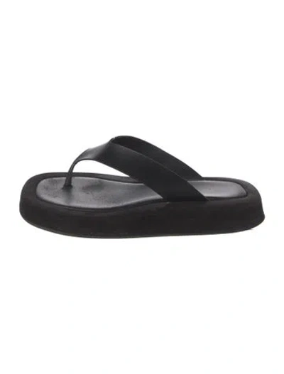 Pre-owned The Row Ginza Leather Flip Flops In Black