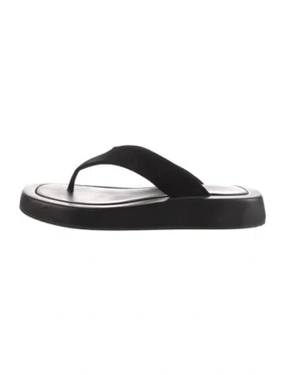 Pre-owned The Row Ginza Leather Flip Flops In Black