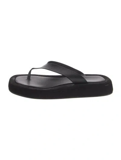 Pre-owned The Row Ginza Leather Flip Flops In Black