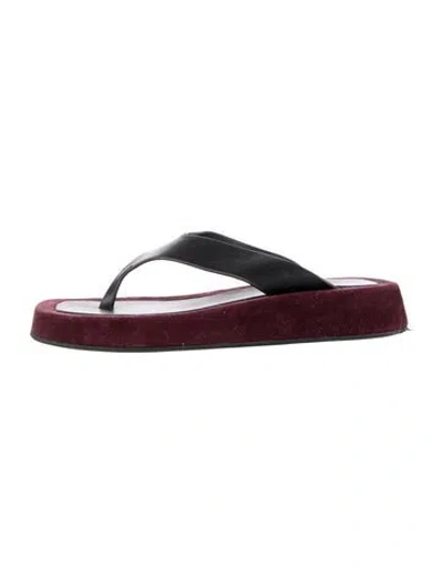 Pre-owned The Row Ginza Leather Flip Flops In Black/burgundy