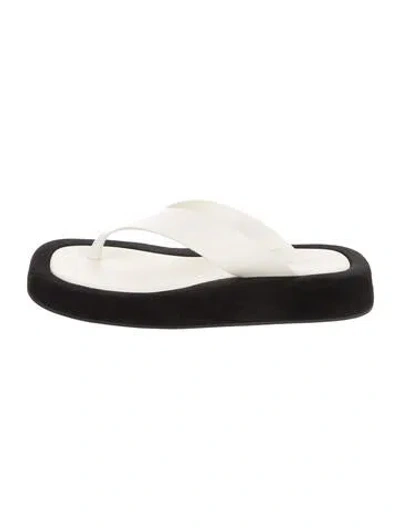 Pre-owned The Row Ginza Leather Flip Flops In Black/white