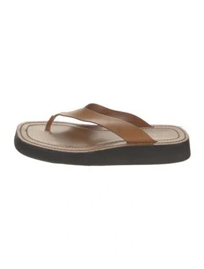 Pre-owned The Row Ginza Leather Flip Flops In Brown