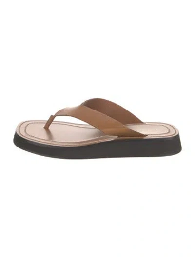 Pre-owned The Row Ginza Leather Flip Flops In Brown