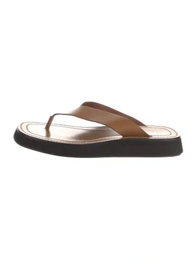 Pre-owned The Row Ginza Leather Flip Flops In Brown
