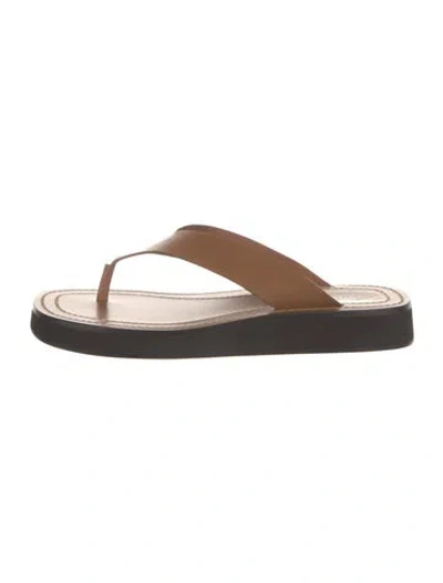 Pre-owned The Row Ginza Leather Flip Flops In Brown