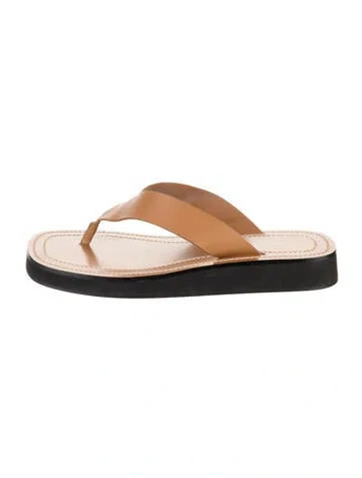 Pre-owned The Row Ginza Leather Flip Flops In Brown