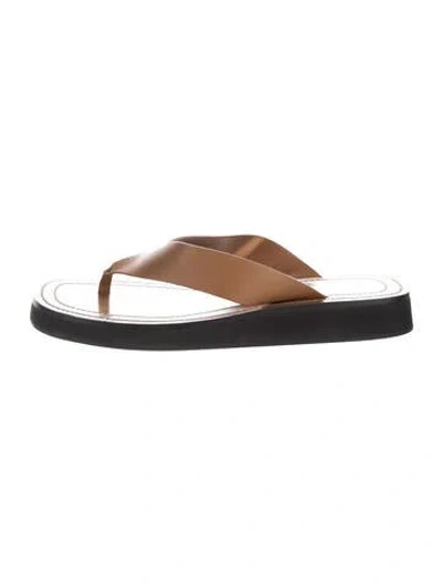 Pre-owned The Row Ginza Leather Flip Flops In Brown