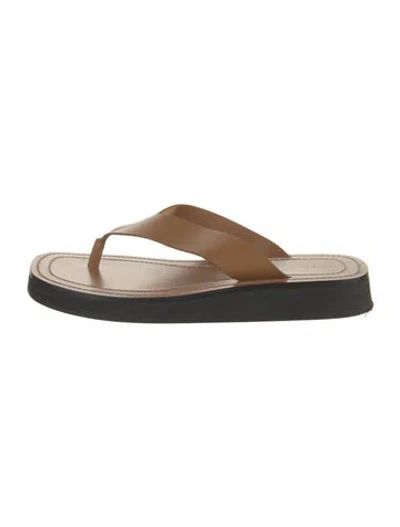 Pre-owned The Row Ginza Leather Flip Flops In Brown