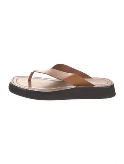 Pre-owned The Row Ginza Leather Flip Flops In Brown