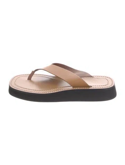 Pre-owned The Row Ginza Leather Flip Flops In Brown