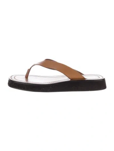 Pre-owned The Row Ginza Leather Flip Flops In Brown