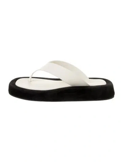 Pre-owned The Row Ginza Leather Flip Flops In White