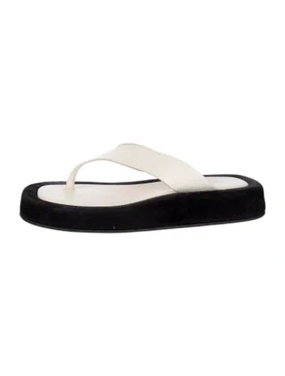 Pre-owned The Row Ginza Leather Flip Flops In White
