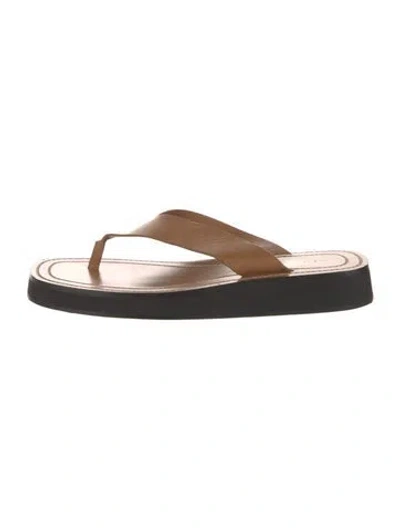 Pre-owned The Row Ginza Leather Leather Flip Flops In Brown