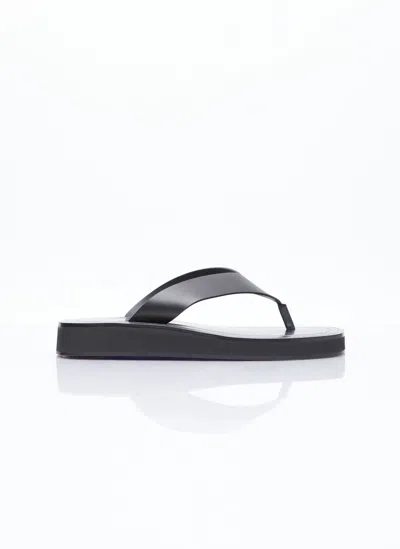 The Row Ginza Leather Sandals In Black