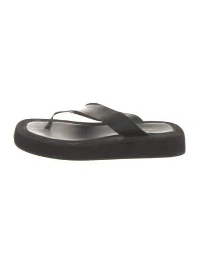 Pre-owned The Row Ginza Leather Slides In Black