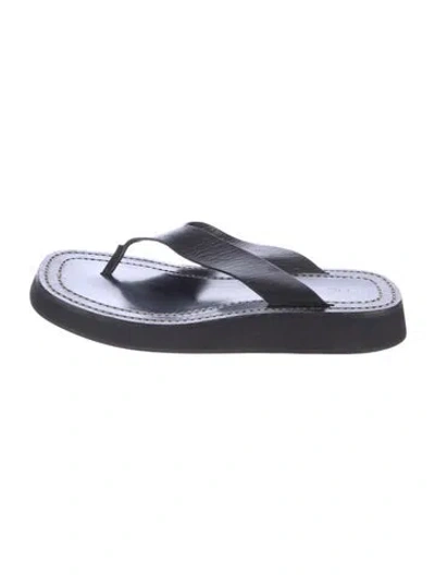 Pre-owned The Row Ginza Leather Slides In Black