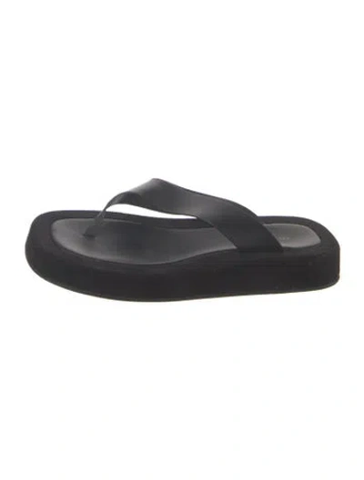 Pre-owned The Row Ginza Leather Slides In Black