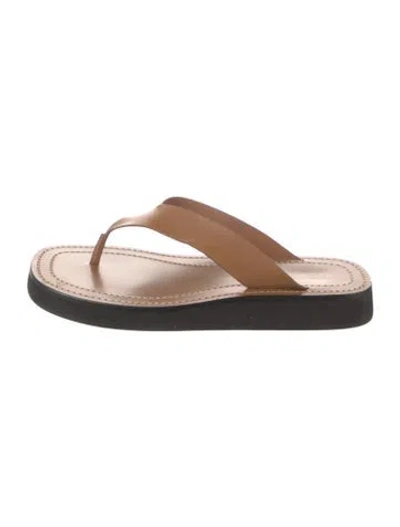 Pre-owned The Row Ginza Leather Slides In Brown