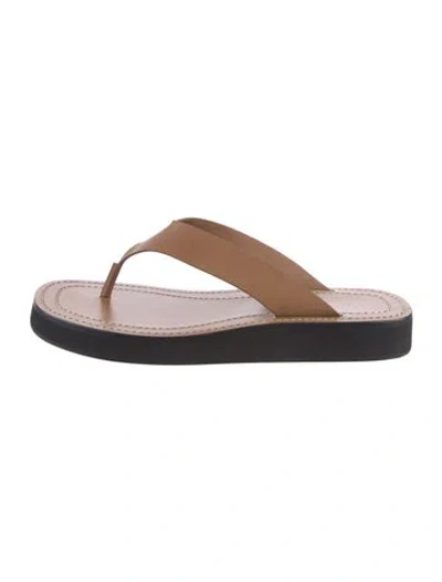 Pre-owned The Row Ginza Leather Slides In Brown