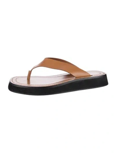 Pre-owned The Row Ginza Leather Slides In Brown