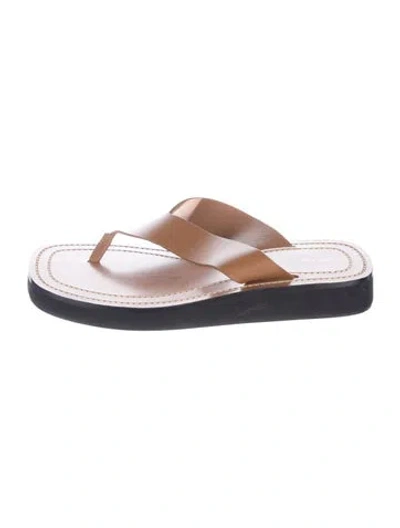 Pre-owned The Row Ginza Leather Slides In Neutral