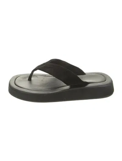 Pre-owned The Row Ginza Suede Flip Flops In Green