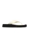 The Row Ginza Two-tone Leather And Suede Platform Flip Flops In Black