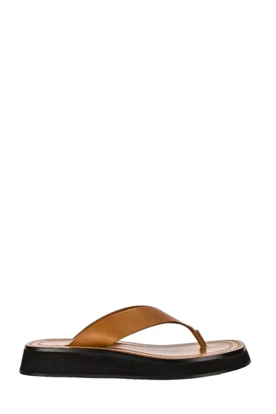 The Row Ginza Flip-flop Smooth Calfskin Sandals In Brown