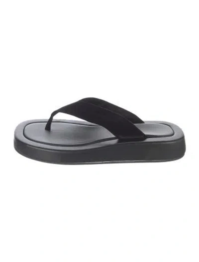 Pre-owned The Row Ginza Velvet Flip Flops In Black
