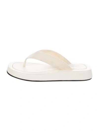 Pre-owned The Row Ginza Velvet Flip Flops In White