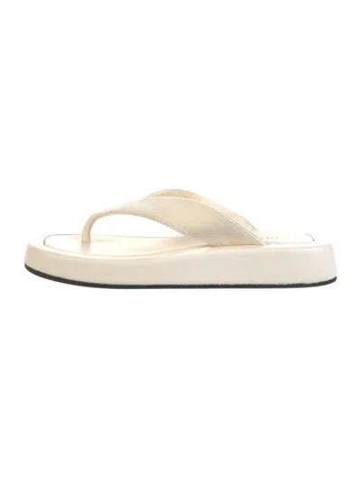 Pre-owned The Row Ginza Velvet Flip Flops In White