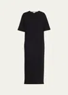 The Row Short-sleeve Maxi Silk Dress In Black