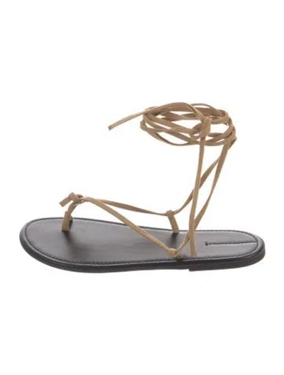 Pre-owned The Row Gladiator Suede Sandals In Neutrals