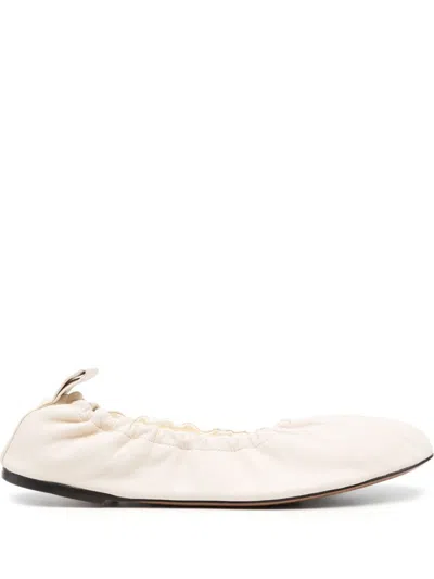 The Row Glove Leather Ballerinas In White