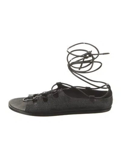 Pre-owned The Row Goat Leather Gladiator Sandals In Black