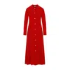 The Row Myra Button-down Silk Crepe Maxi Dress In Red