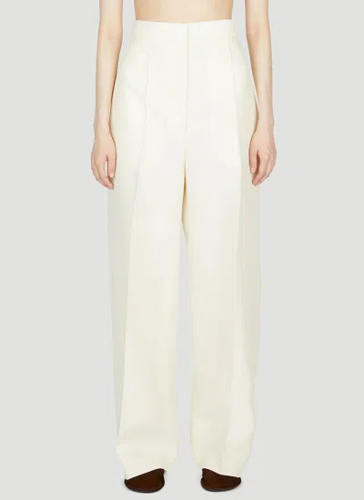 The Row Gordon High Rise Tailored Trousers In White