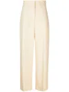 The Row Gordon High-waisted Wool-cotton Wide-leg Pants In Neutrals